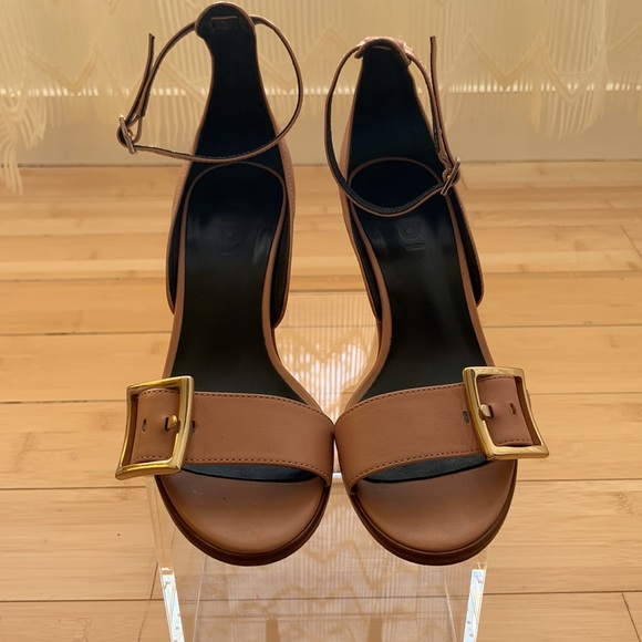 ๐ค๐ค Tibi Ilana Leather Stiletto Sandals - Sz 35.5 - Neutral Heel ๐ค๐ค - Picture 6 of 15